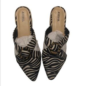 Zebra Print Criss Cross Strap Mules